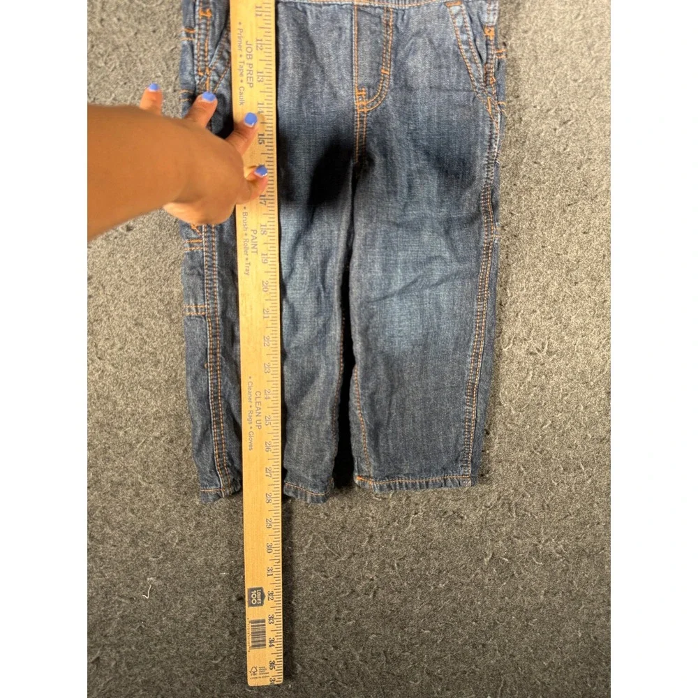 OshKosh Bgosh Kids 24M Flannel Lined Denim Overalls Blue Plaid Carpenter Bibs